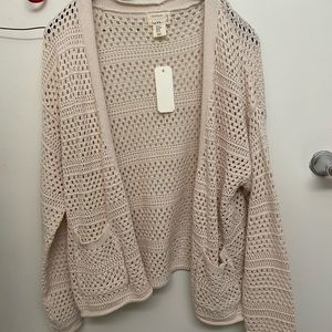 NWT! Nicole Miller Artelier Crochet Open Front Cardigan loose fit